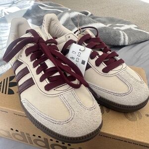 NIB Adidas Sambas OG Wonder White Maroon Size 7.5 W
